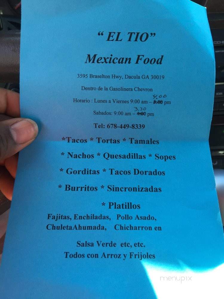 El Tio Mexican Restaurant - Dacula, GA menu_pic