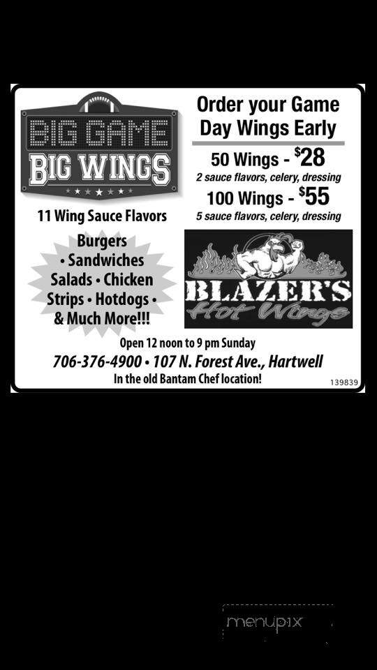Blazer's Hot Wings - Hartwell, GA menu_pic