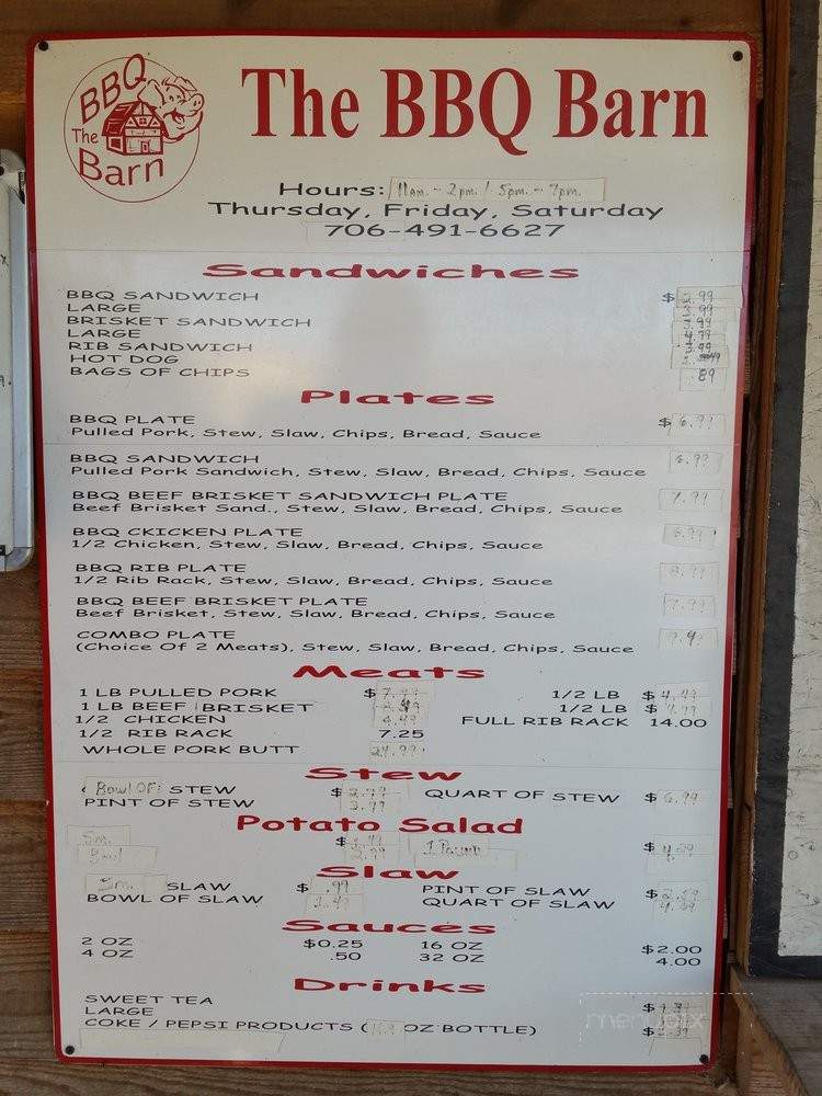 The BBQ Barn - Lavonia, GA menu_pic