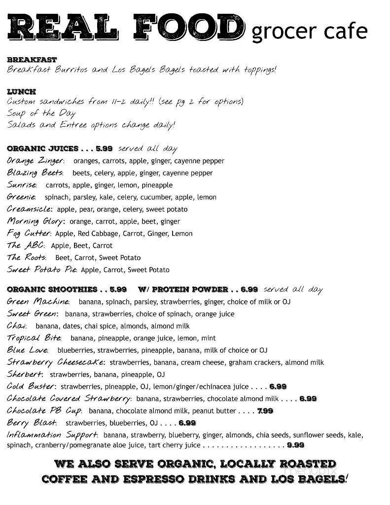 Real Food Grocer Cafe - Fortuna, CA menu_pic