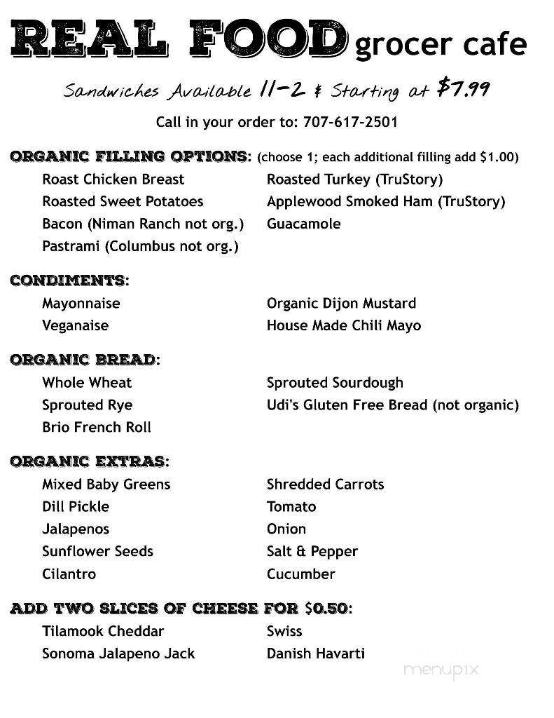Real Food Grocer Cafe - Fortuna, CA menu_pic