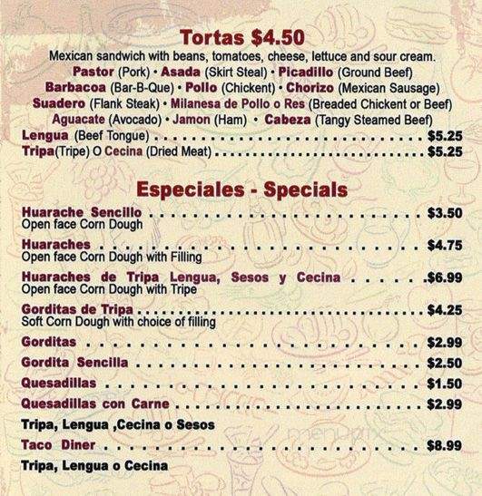 Altos de Jalisco - Cicero, IL menu_pic