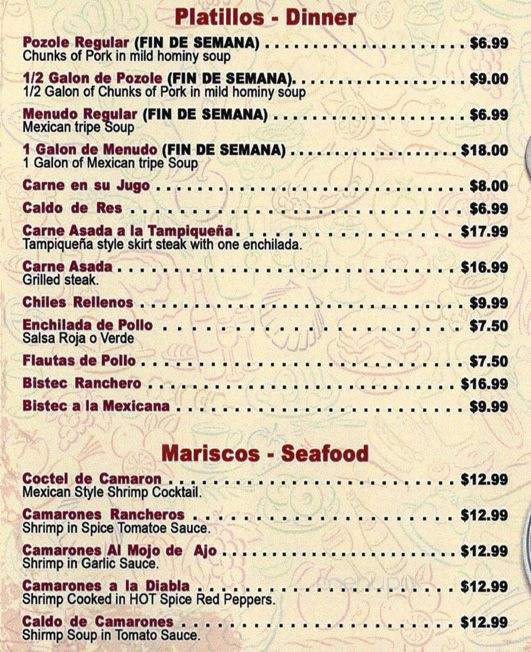 Altos de Jalisco - Cicero, IL menu_pic