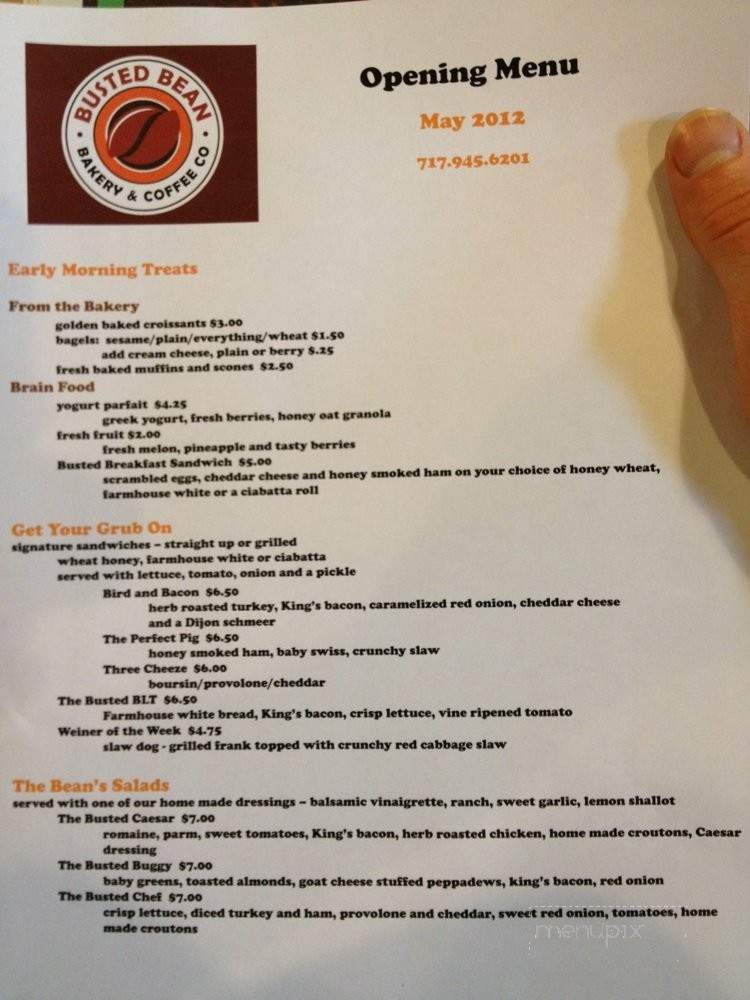 Busted Bean Bakery & Coffee Co. - Lancaster, PA menu_pic