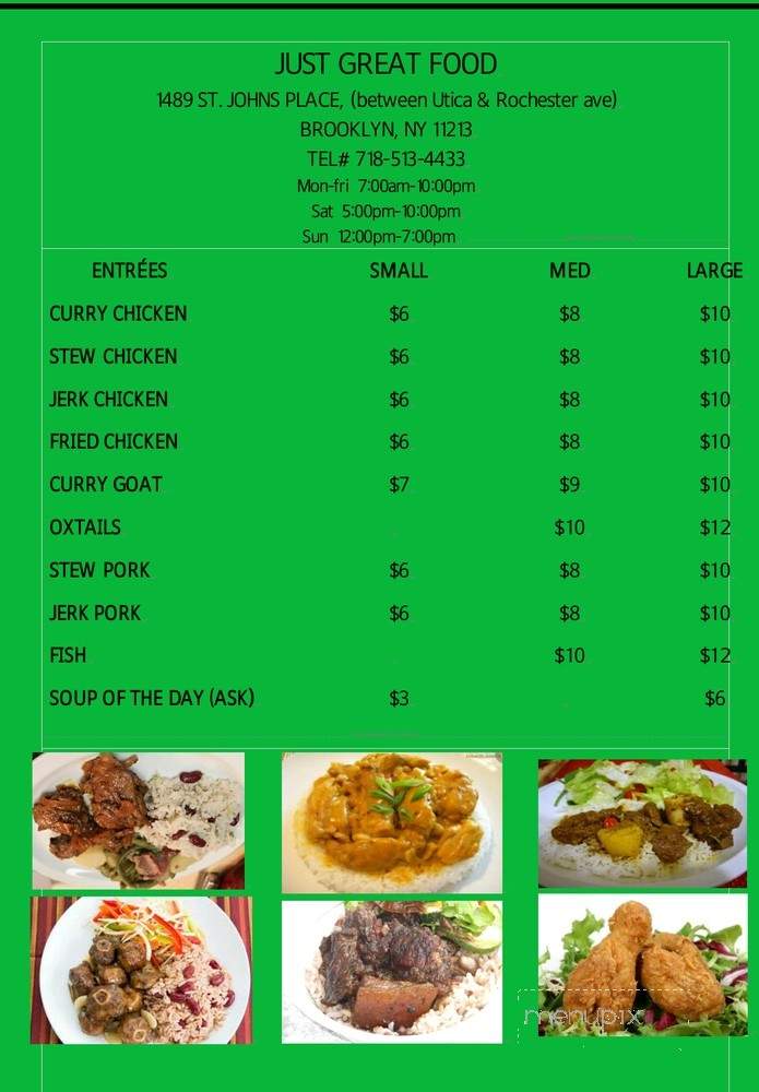 Just Great Food - Crown Heights, NY menu_pic