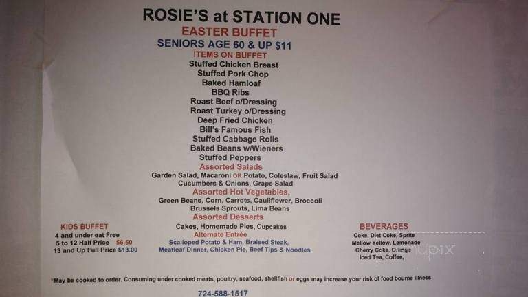 Rosie's at Station One - Greenville, PA menu_pic