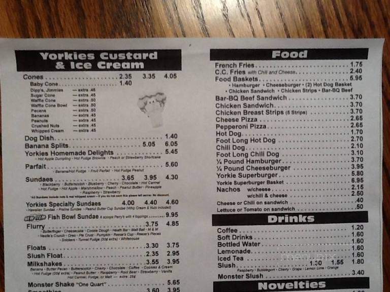 Yorkie's Grill and Custard - Linesville, PA menu_pic