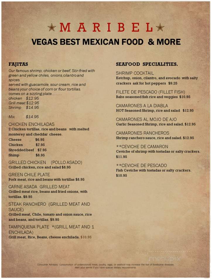 Maribel's Mexican Food - Las Vegas, NV menu_pic