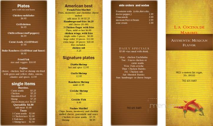 Maribel's Mexican Food - Las Vegas, NV menu_pic