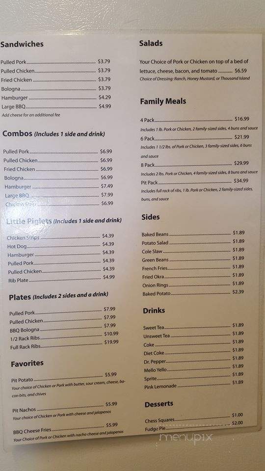 Pit Barbecue - Tiptonville, TN menu_pic