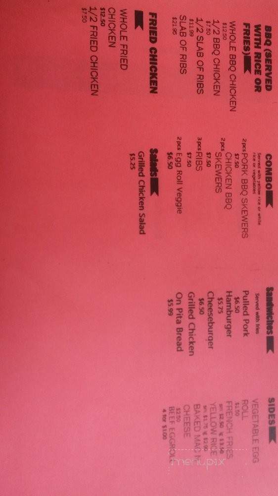 Xena's BBQ - Cliffwood, NJ menu_pic