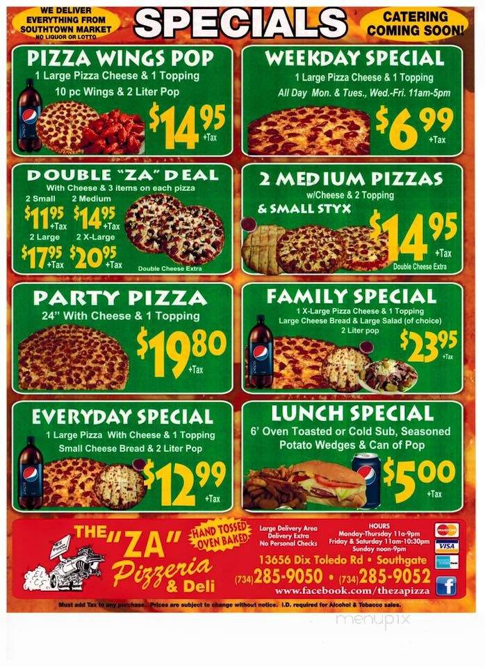 The Za's Pizzeria - Southgate, MI menu_pic