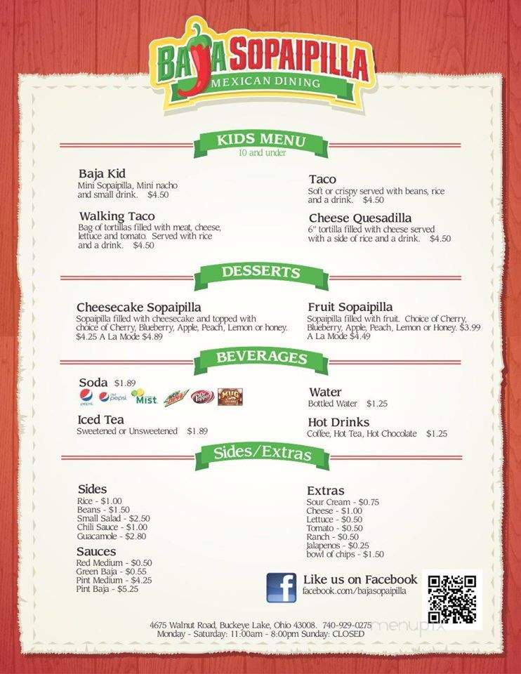 Baja Sopipilla - Buckeye Lake, OH menu_pic
