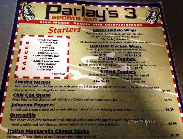 Parlay 3's - Virginia Beach, VA menu_pic
