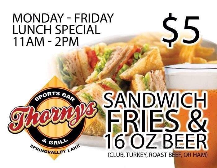 Thorny's Bar - Victorville, CA menu_pic