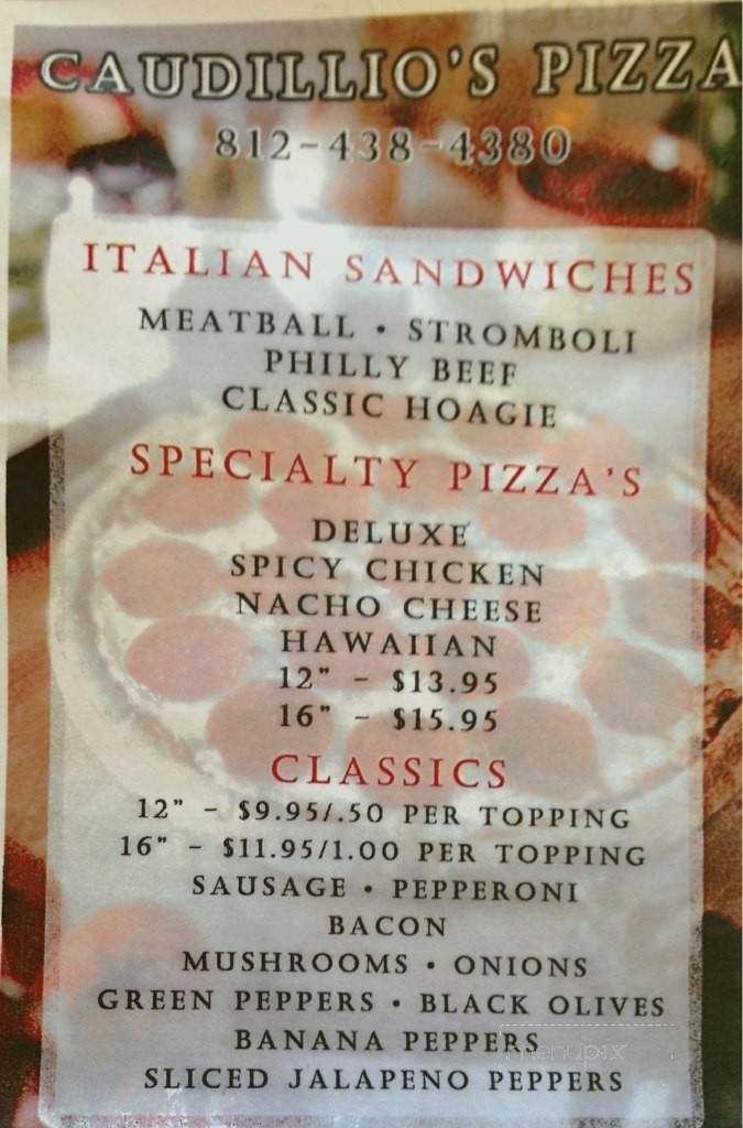 Caudillo's Pizza - Rising Sun, IN menu_pic