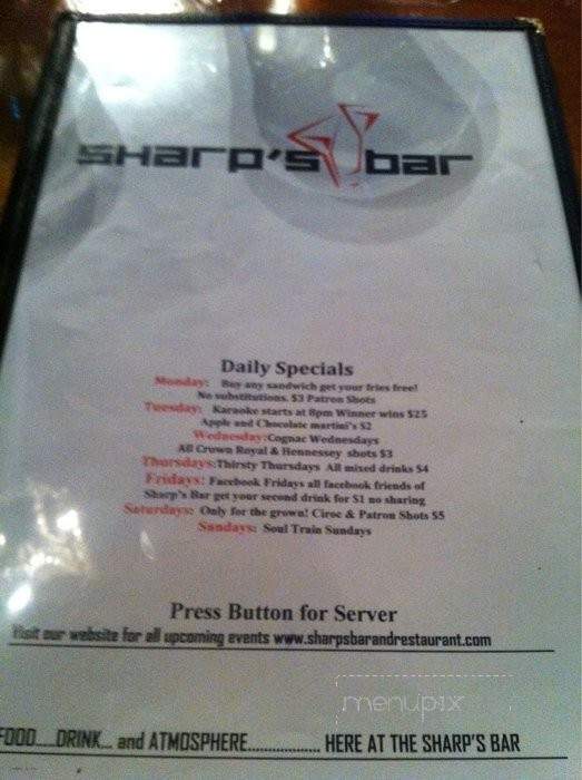 Sharp's Bar - Jonesboro, GA menu_pic