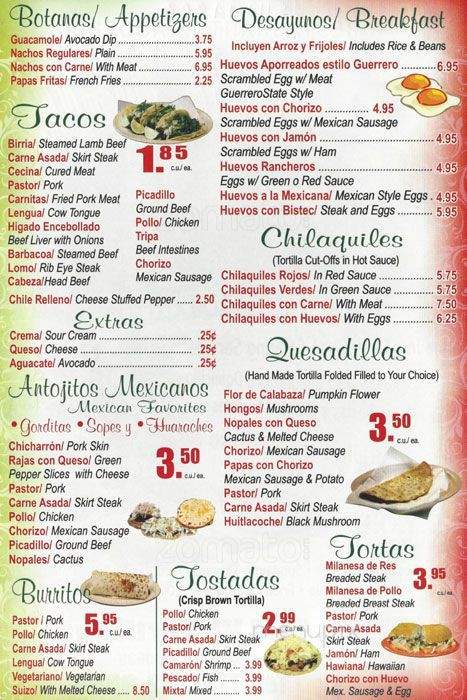 El Buen Valle Restaurant - Chicago, IL menu_pic