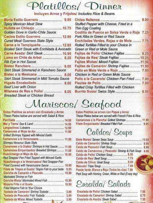 El Buen Valle Restaurant - Chicago, IL menu_pic