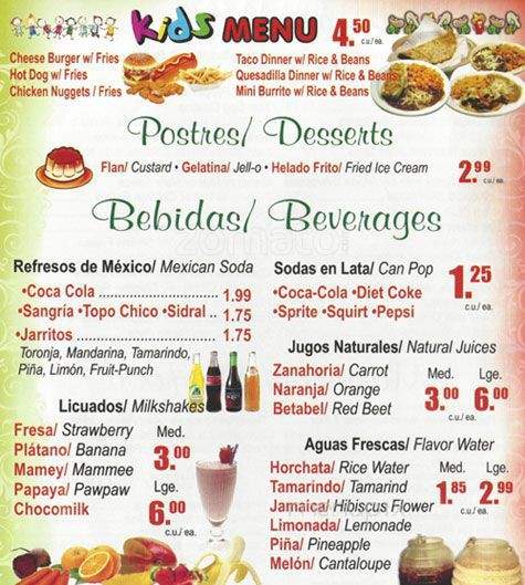 El Buen Valle Restaurant - Chicago, IL menu_pic