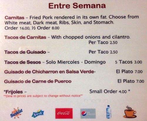 Carnitas Don Miguel - Chicago, IL menu_pic