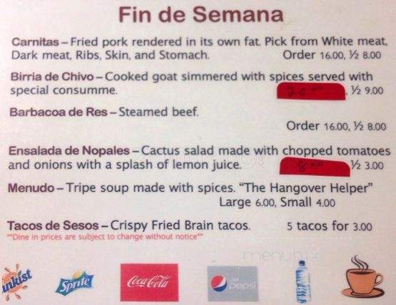 Carnitas Don Miguel - Chicago, IL menu_pic