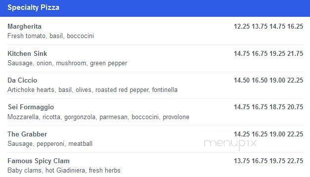 Ciccio's Pizzeria - Chicago, IL menu_pic