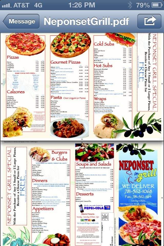 Neponset Grill - Canton, MA menu_pic