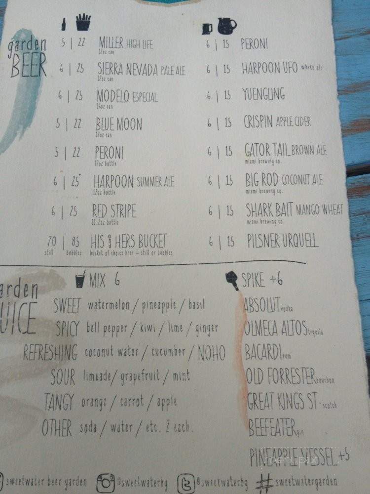 Sweetwater Beer Garden - Miami Beach, FL menu_pic