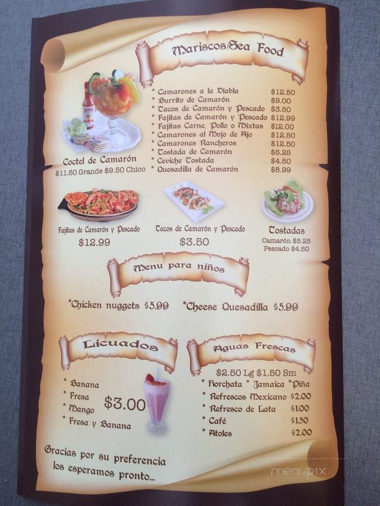 La Escondida - Ventura, CA menu_pic
