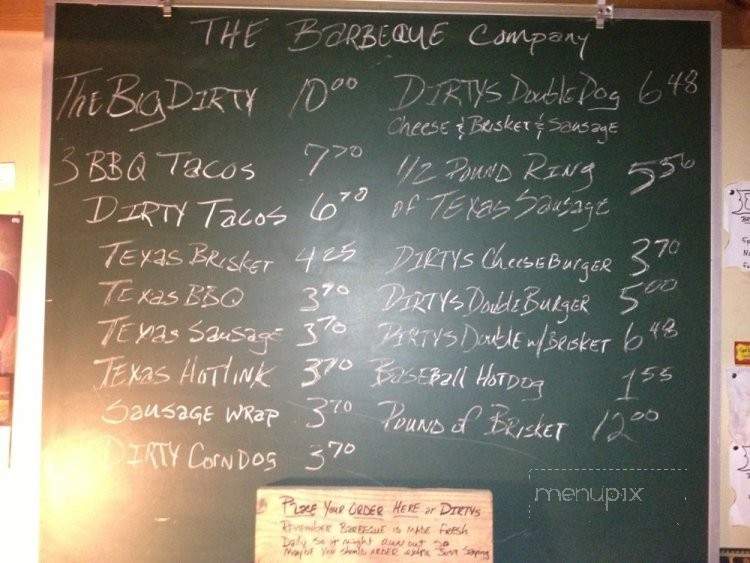 Dirty's BBQ - Lubbock, TX menu_pic