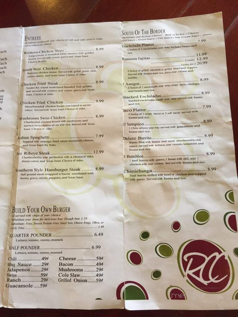 Joe's Canyon Cafe - Canyon, TX menu_pic