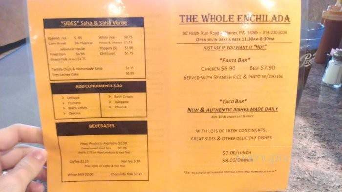 The Whole Enchilada - Warren, PA menu_pic
