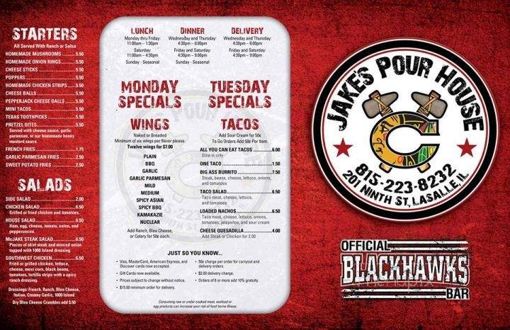 Jake's Pourhouse - La Salle, IL menu_pic