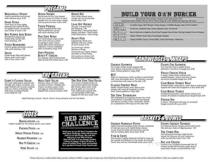 Red Zone Bar and Grill - Harrisonville, MO menu_pic