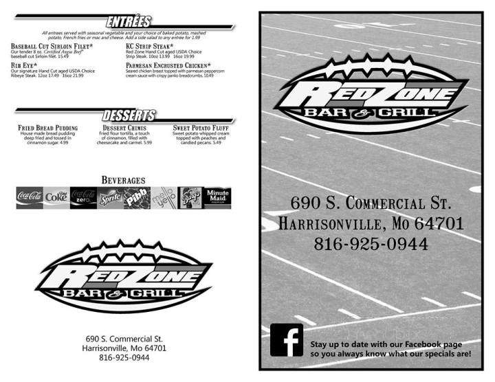 Red Zone Bar and Grill - Harrisonville, MO menu_pic