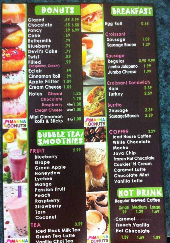 Manna Donut - Fort Worth, TX menu_pic