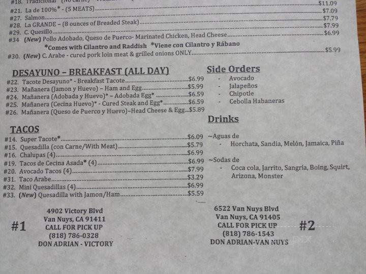 Don Adrian - Van Nuys, CA menu_pic