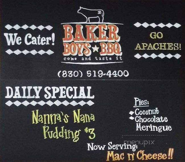 Baker Boys BBQ - Gonzales, TX menu_pic
