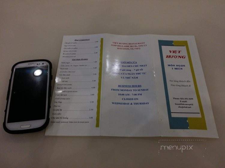 Viet Huong Restaurant - Houston, TX menu_pic
