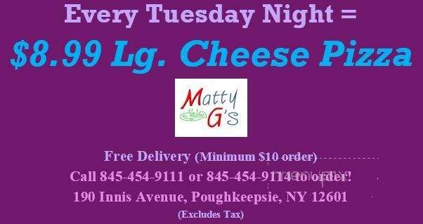 Matty G's - Poughkeepsie, NY menu_pic