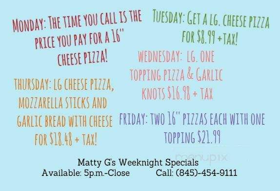 Matty G's - Poughkeepsie, NY menu_pic