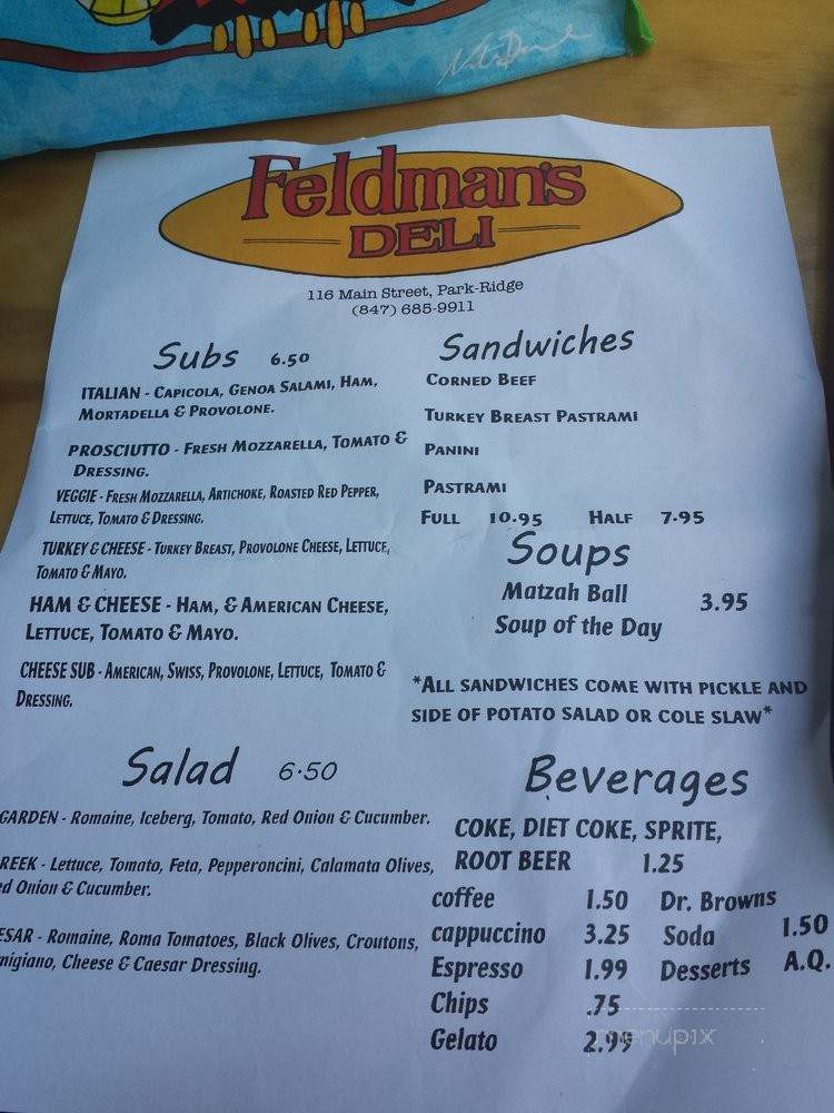 Feldman's Deli - Park Ridge, IL menu_pic