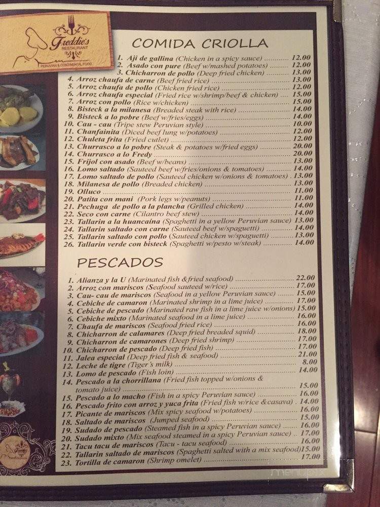 Freddie's Restaurant - Paterson, NJ menu_pic