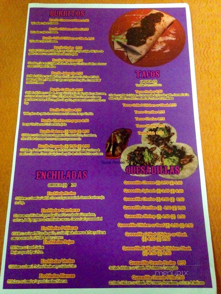 Fiesta Rodeo - Anderson, SC menu_pic