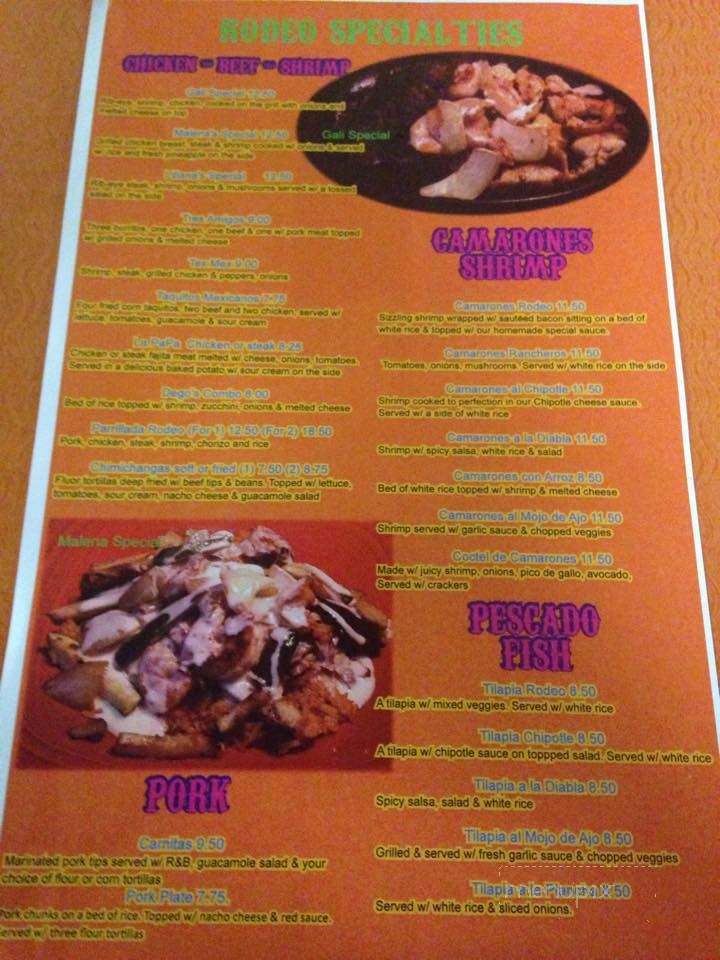 Fiesta Rodeo - Anderson, SC menu_pic