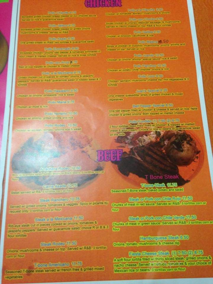 Fiesta Rodeo - Anderson, SC menu_pic