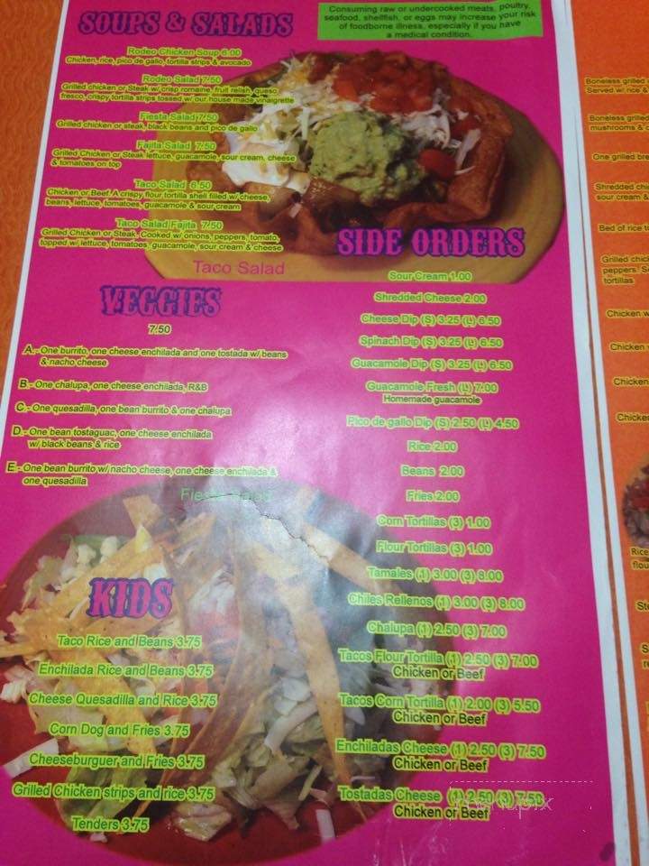 Fiesta Rodeo - Anderson, SC menu_pic