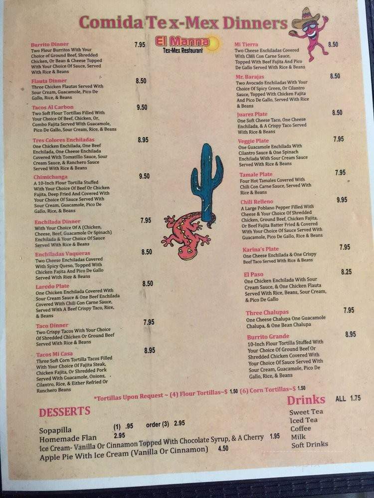 El Manna Tex-Mex Restaurant - Emory, TX menu_pic