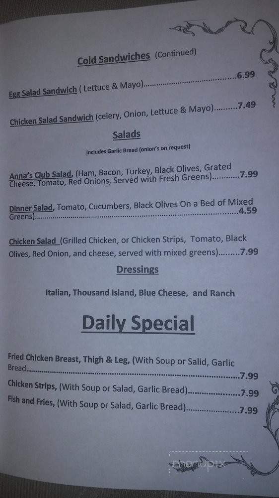 Anna's Cafe - Rancho Cucamonga, CA menu_pic